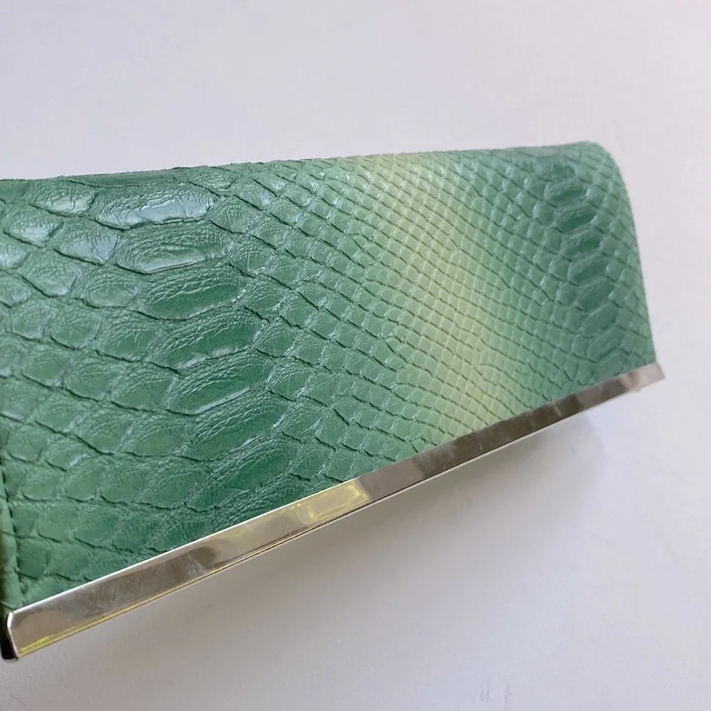Python‎ asymmetrical green ombré clutch purse